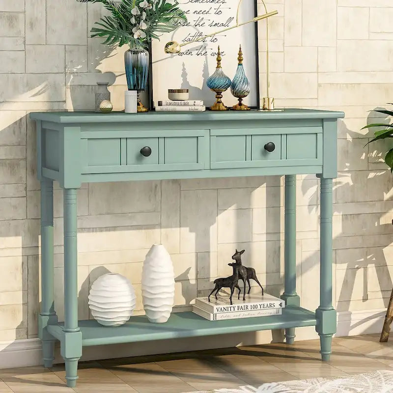 Table console avec 2 tiroirs et étagère inférieure