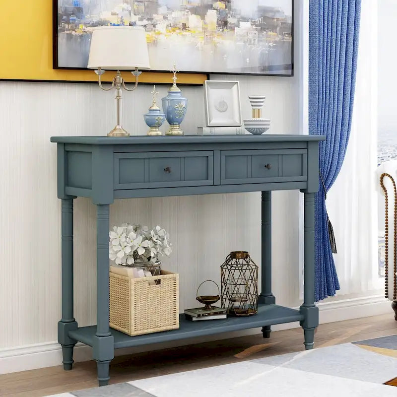 Table console avec 2 tiroirs et étagère inférieure