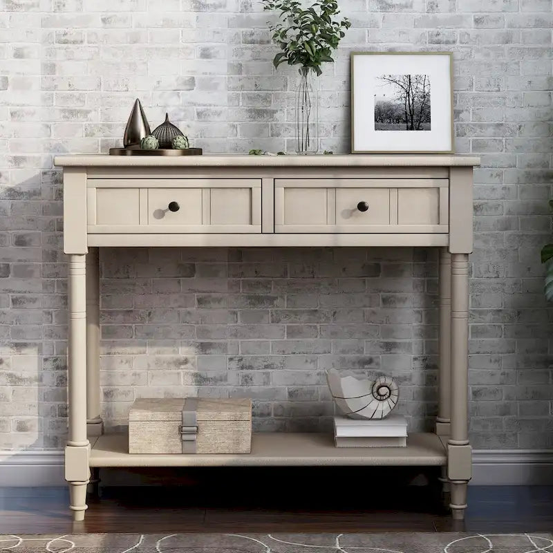 Table console avec 2 tiroirs et étagère inférieure