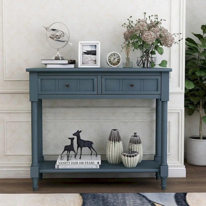 Table console avec 2 tiroirs et étagère inférieure