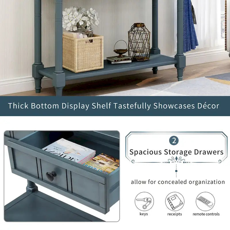 Table console avec 2 tiroirs et étagère inférieure