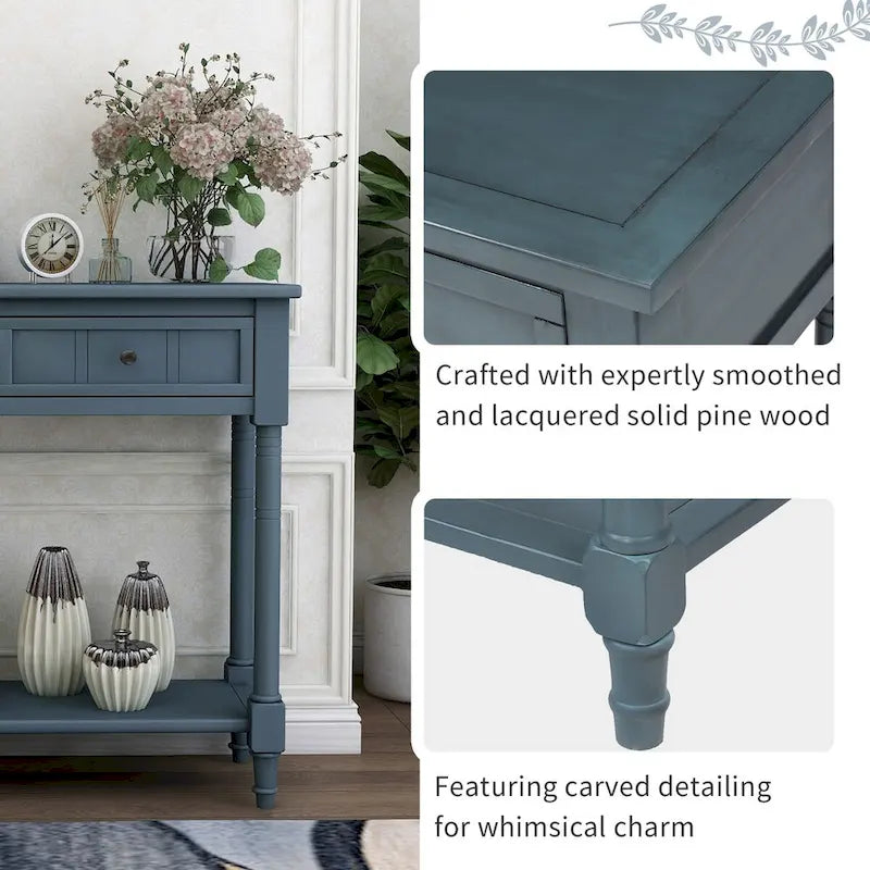 Table console avec 2 tiroirs et étagère inférieure