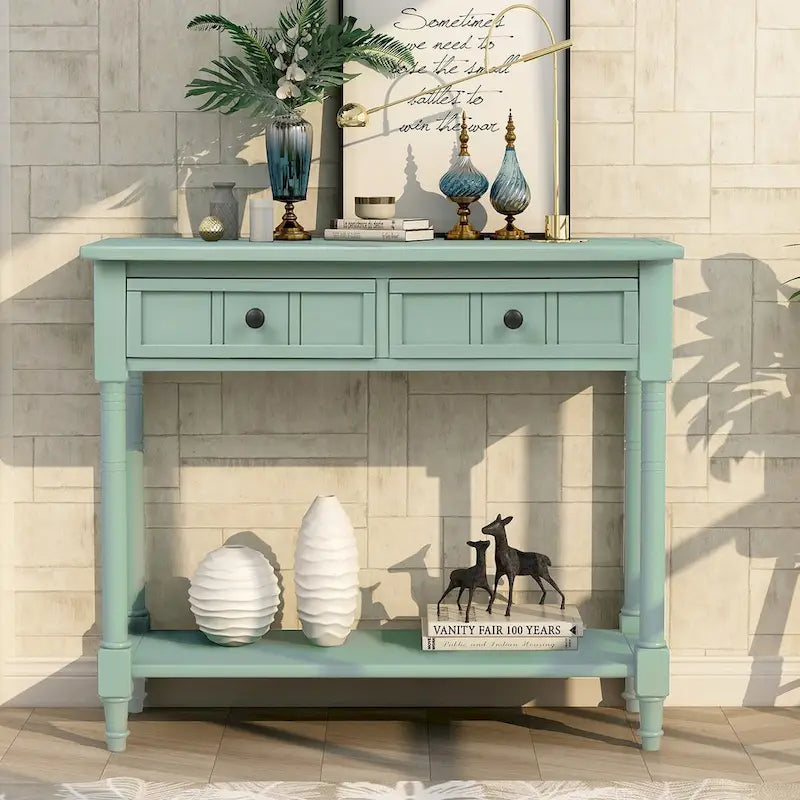 Table console avec 2 tiroirs et étagère inférieure