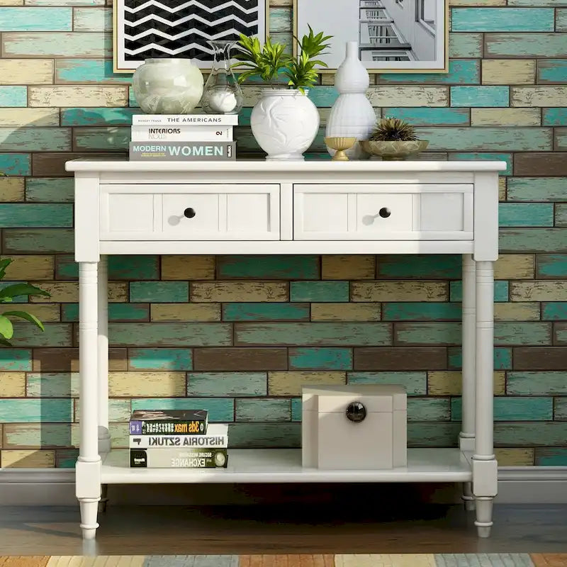Table console avec 2 tiroirs et étagère inférieure
