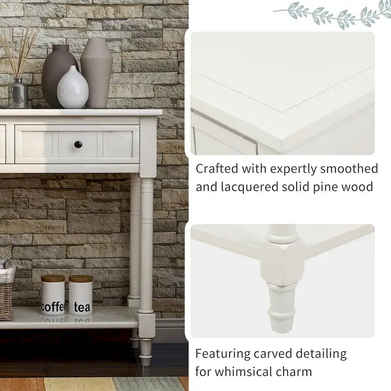 Table console avec 2 tiroirs et étagère inférieure