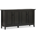 Armário de arrumação largo de 66 em madeira maciça, de estilo de transição, com 4 portas, em castanho nogueira - 18p x 66l x 34a