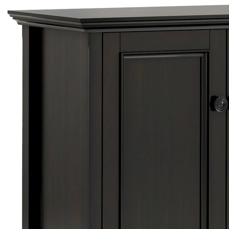 Armário de arrumação largo de 66 em madeira maciça, de estilo de transição, com 4 portas, em castanho nogueira - 18p x 66l x 34a
