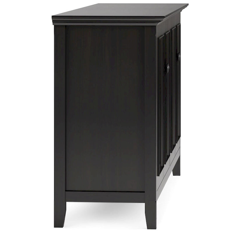 Armário de arrumação largo de 66 em madeira maciça, de estilo de transição, com 4 portas, em castanho nogueira - 18p x 66l x 34a