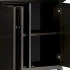 Armário de arrumação largo de 66 em madeira maciça, de estilo de transição, com 4 portas, em castanho nogueira - 18p x 66l x 34a