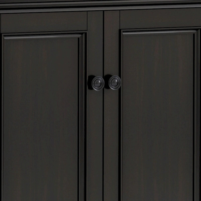 Armário de arrumação largo de 66 em madeira maciça, de estilo de transição, com 4 portas, em castanho nogueira - 18p x 66l x 34a