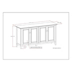 Armário de arrumação largo de 66 em madeira maciça, de estilo de transição, com 4 portas, em castanho nogueira - 18p x 66l x 34a