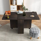Folding Dining Table with 2-Tier Storage Rack and Wheels