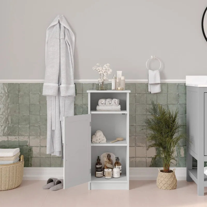 Floor Cabinet Storage Organizer with Magnetic Closure Door and Shelves