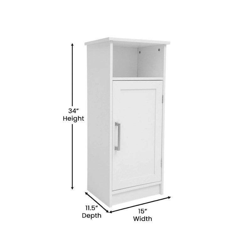 Floor Cabinet Storage Organizer with Magnetic Closure Door and Shelves