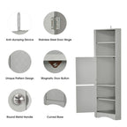 Tall Bathroom Corner Cabinet, Freestanding Storage Cabinet with Doors and Adjustable Shelves, MDF Board
