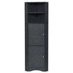 Tall Bathroom Corner Cabinet, Freestanding Storage Cabinet with Doors and Adjustable Shelves, MDF Board