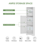 Tall Bathroom Corner Cabinet, Freestanding Storage Cabinet with Doors and Adjustable Shelves, MDF Board