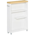 Schmaler Badezimmerschrank mit Rollen und Stauraum, Weiß