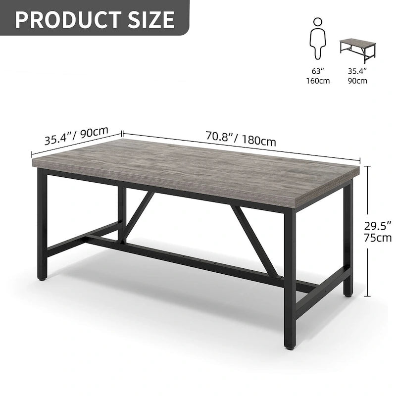 70 Large Rustic Dining Room Table Seat up to 8 People for Dining Room